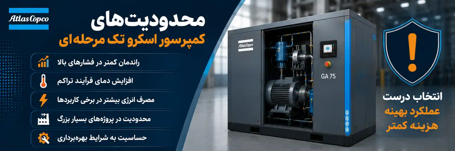 محدودیت‌های کمپرسور اسکرو تک مرحله‌ای